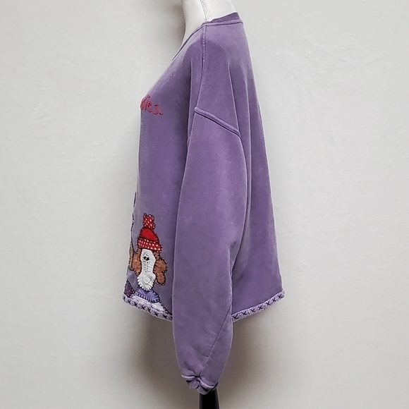 VINTAGE The Red Hat Ladies OOAK Handmade Stone Wash Purple Embroidery Sweatshirt - Picture 8 of 12